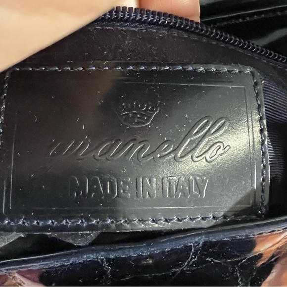 Granello 80s vintage navy leather shoulder crocodile bag excellent condition - Picture 9 of 14